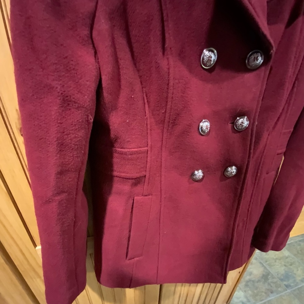 INC International Concepts Deep Red Peacoat - Picture 5 of 5